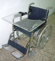 Acrylic Table attached on Wheel Chair