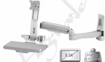 Sit-Stand Sliver-White Spring Arm Wall Mount Computer Workstation System