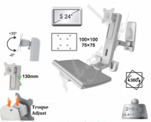 Sit-Stand Wall Mount Computer Workstation System