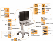 Healthca mobile workstation trolley cart with power- use SLA power laptop mobile charging Cart